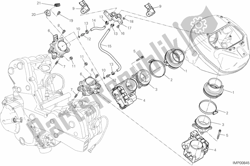 Todas as partes de Corpo Do Acelerador do Ducati Hypermotard Hyperstrada 939 Thailand 2016